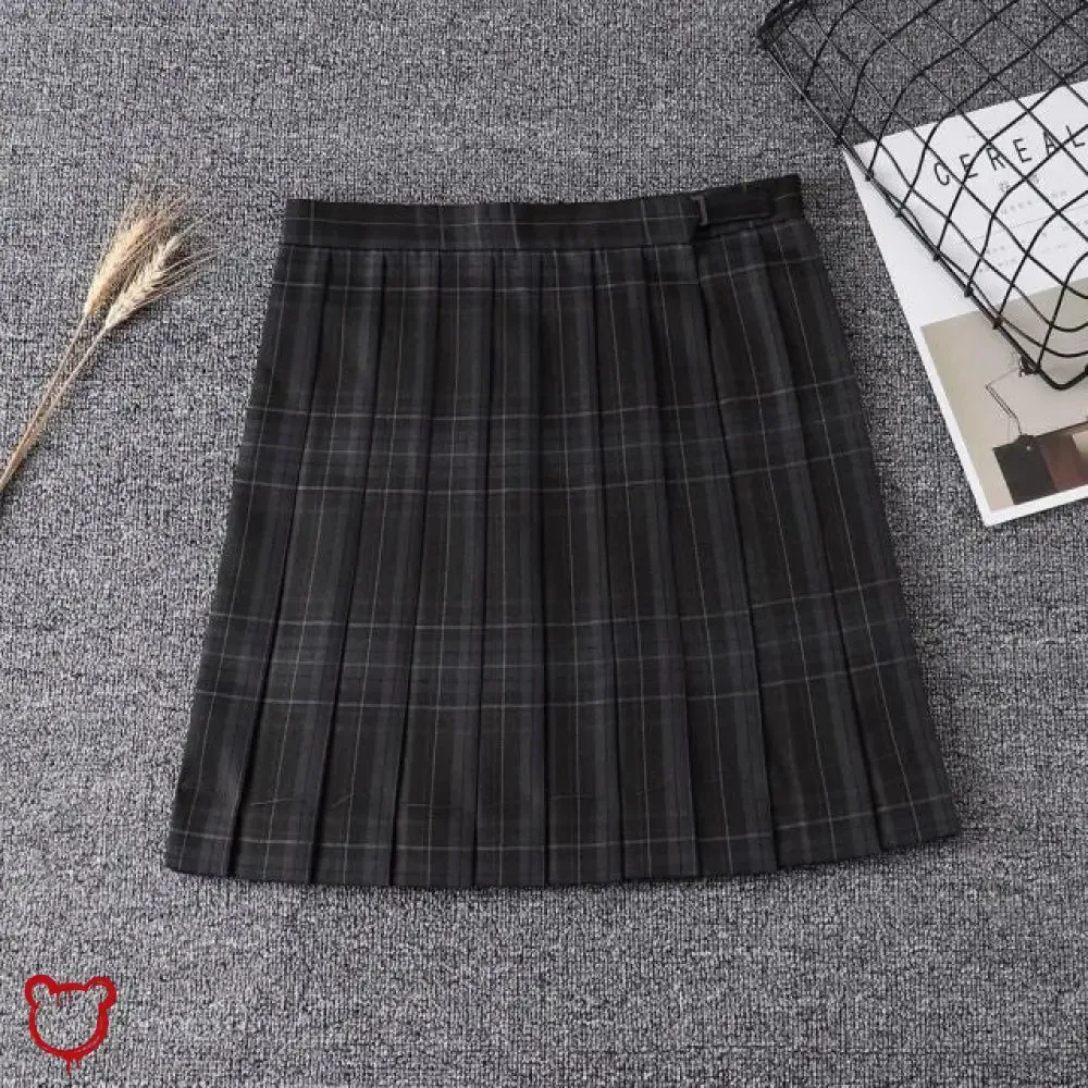 Black Grunge Plaid Skirt - No Regrets'