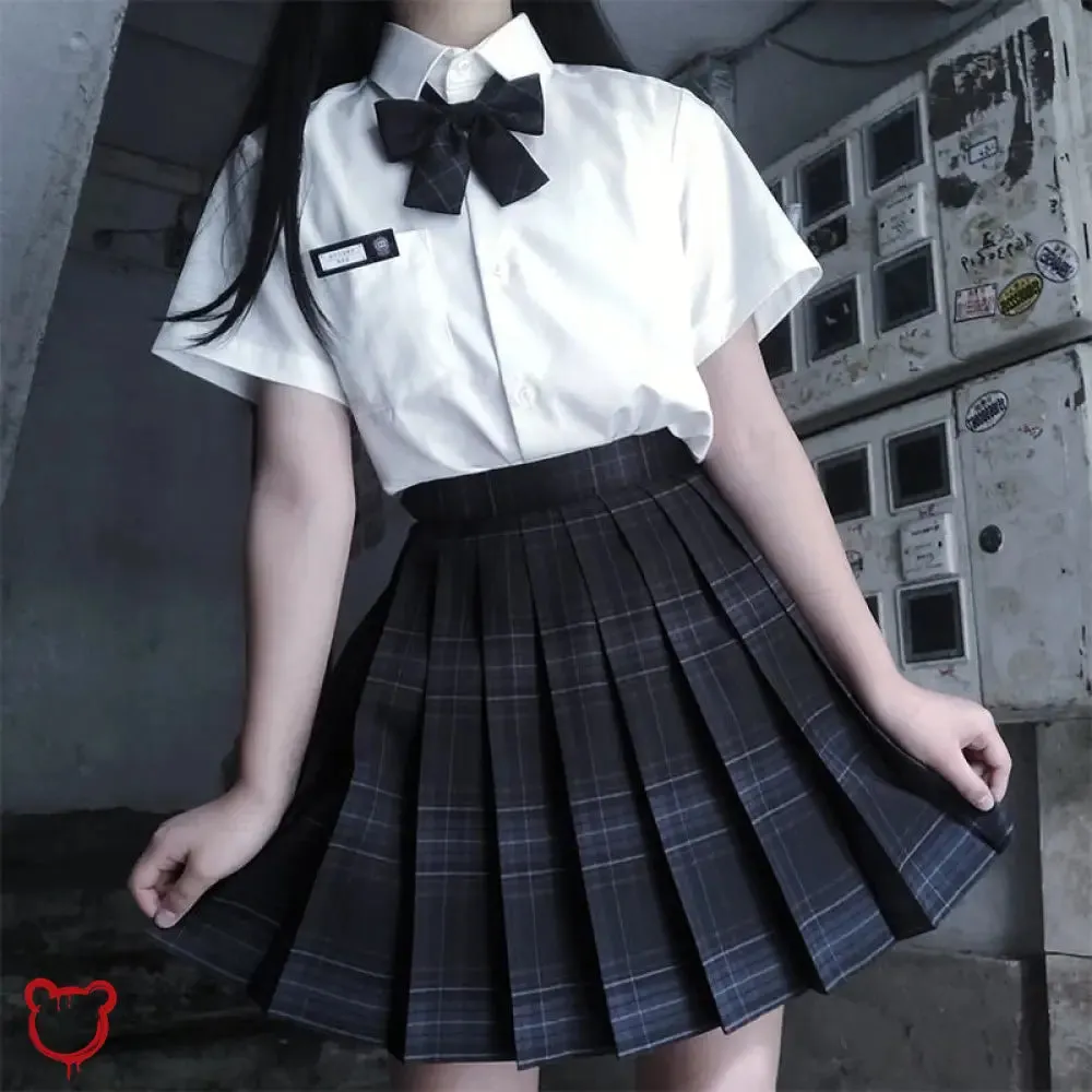Black Grunge Plaid Skirt - No Regrets'