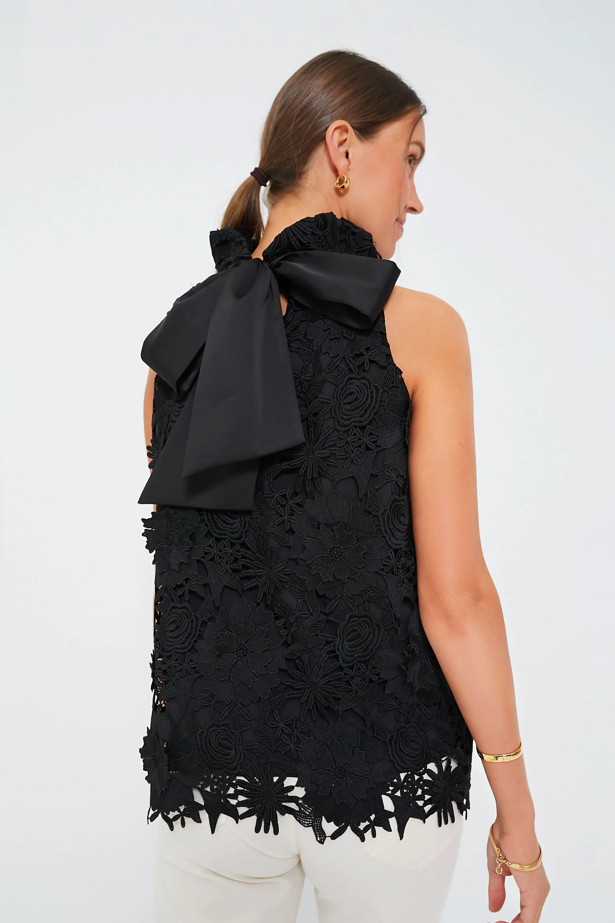 Black Guipure Lace Mason Top