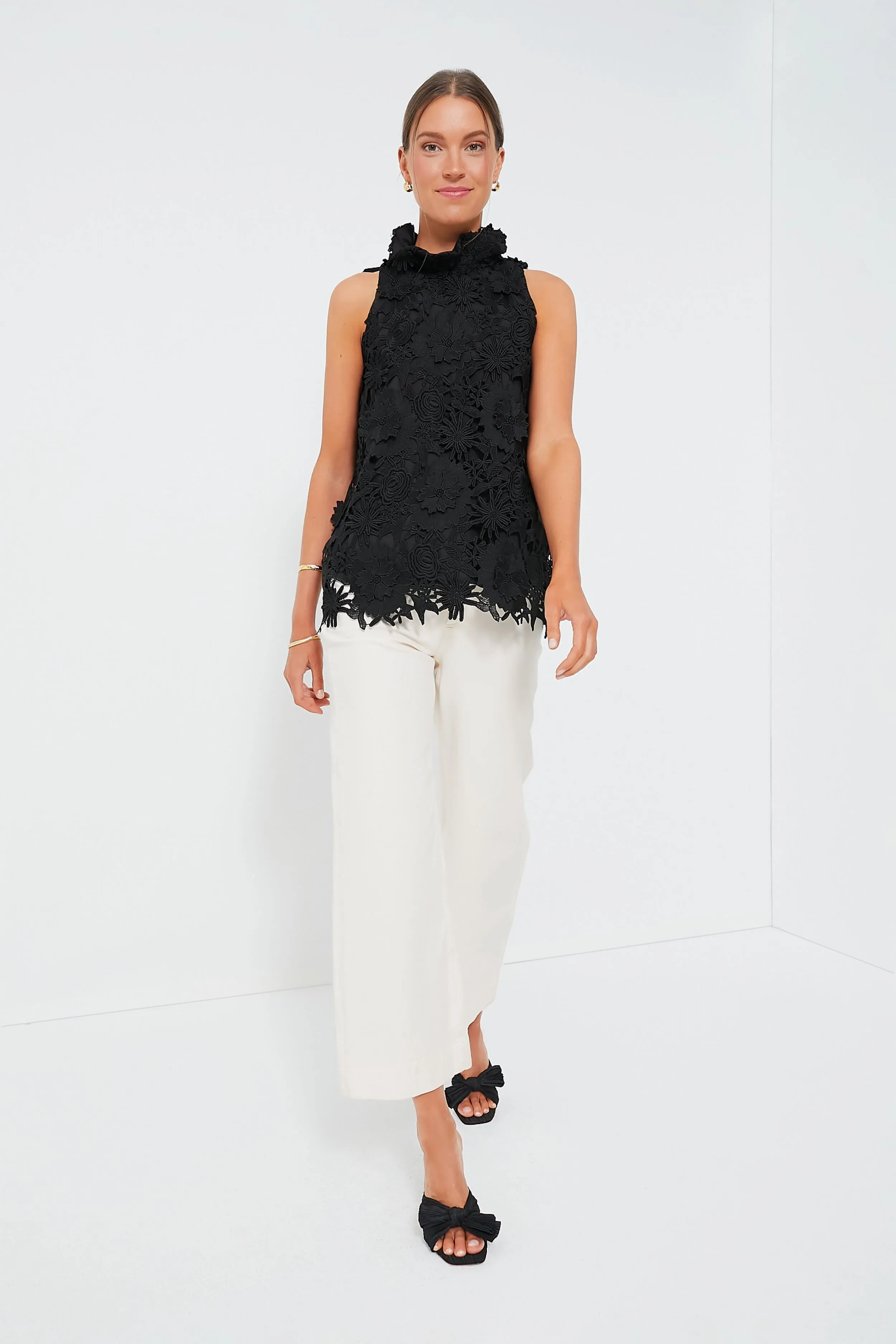 Black Guipure Lace Mason Top