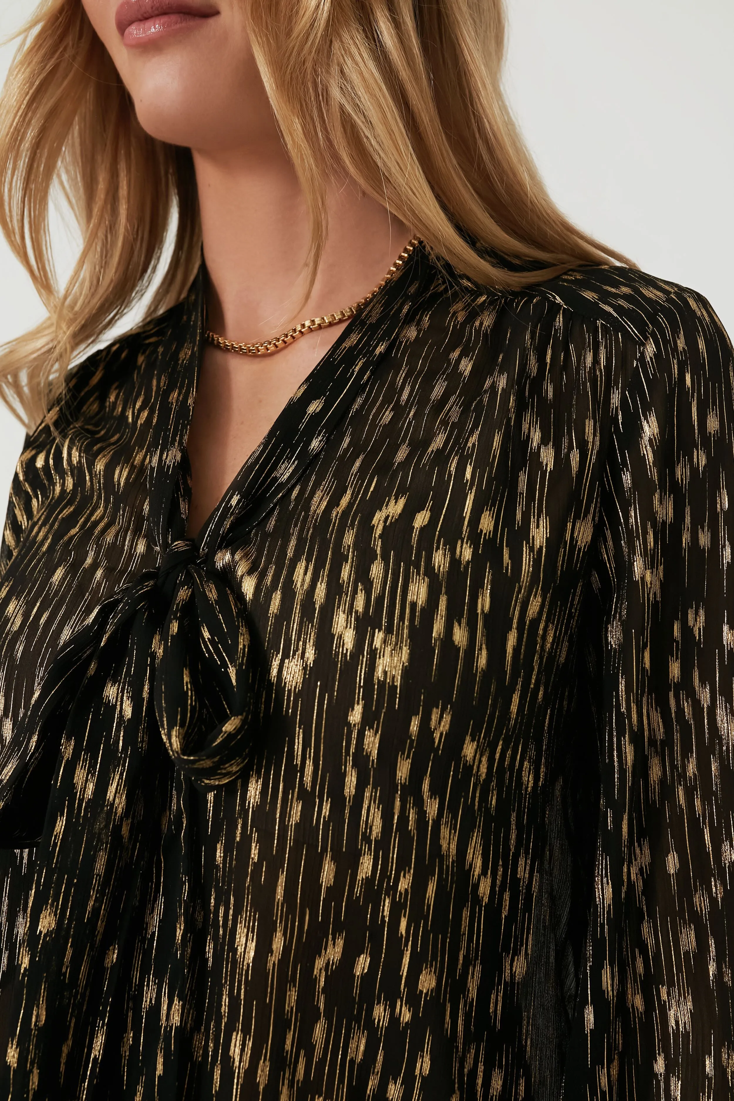 Black Metallic Eva Blouse