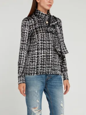 Black Ribbon Tweed Blouse