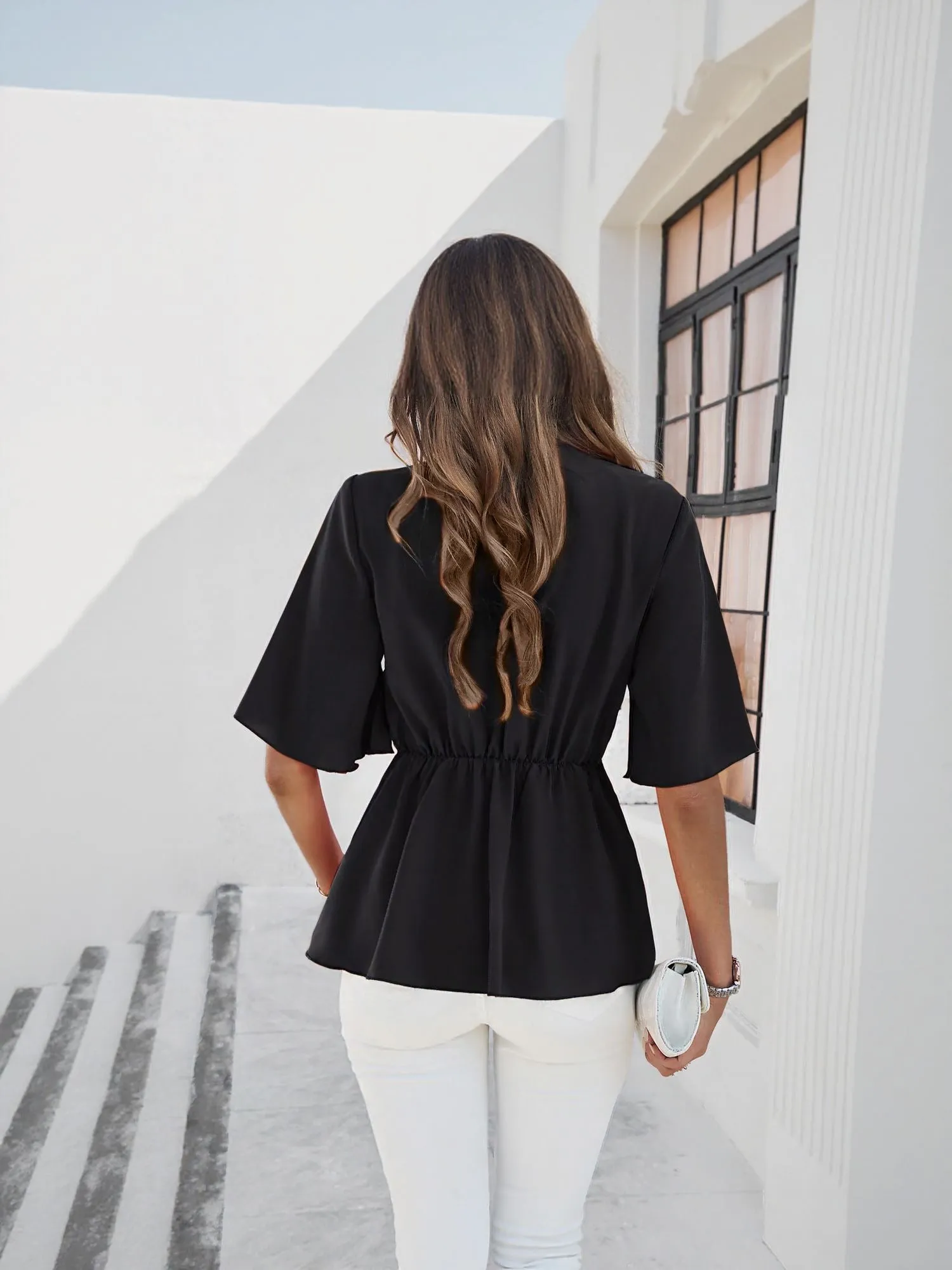 Black Tie Up Detail Shirt