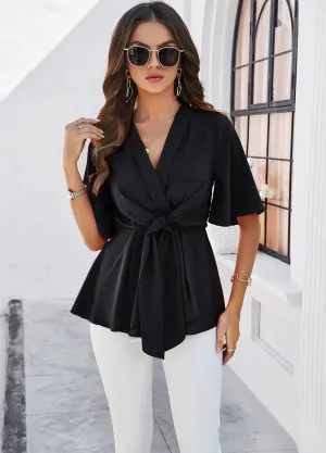 Black Tie Up Detail Shirt