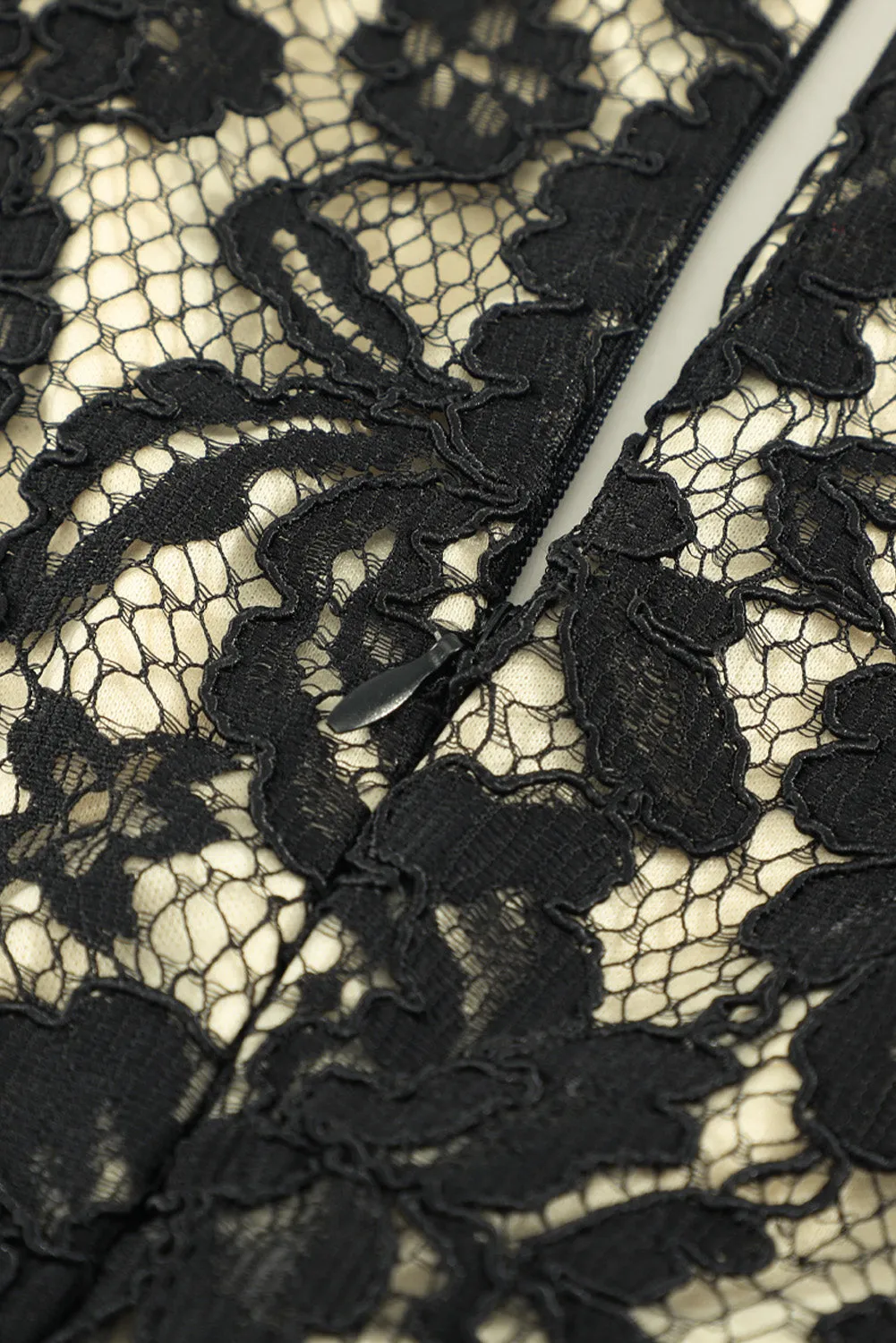 Black V Neck Lace Skater Mini Dress