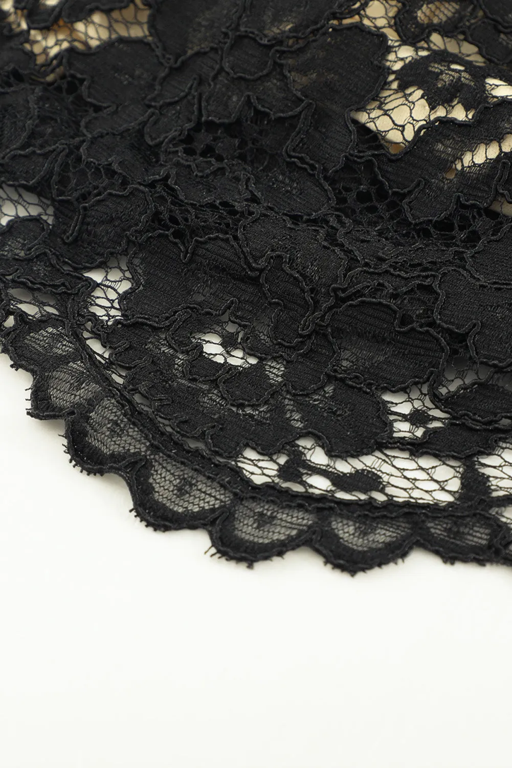 Black V Neck Lace Skater Mini Dress