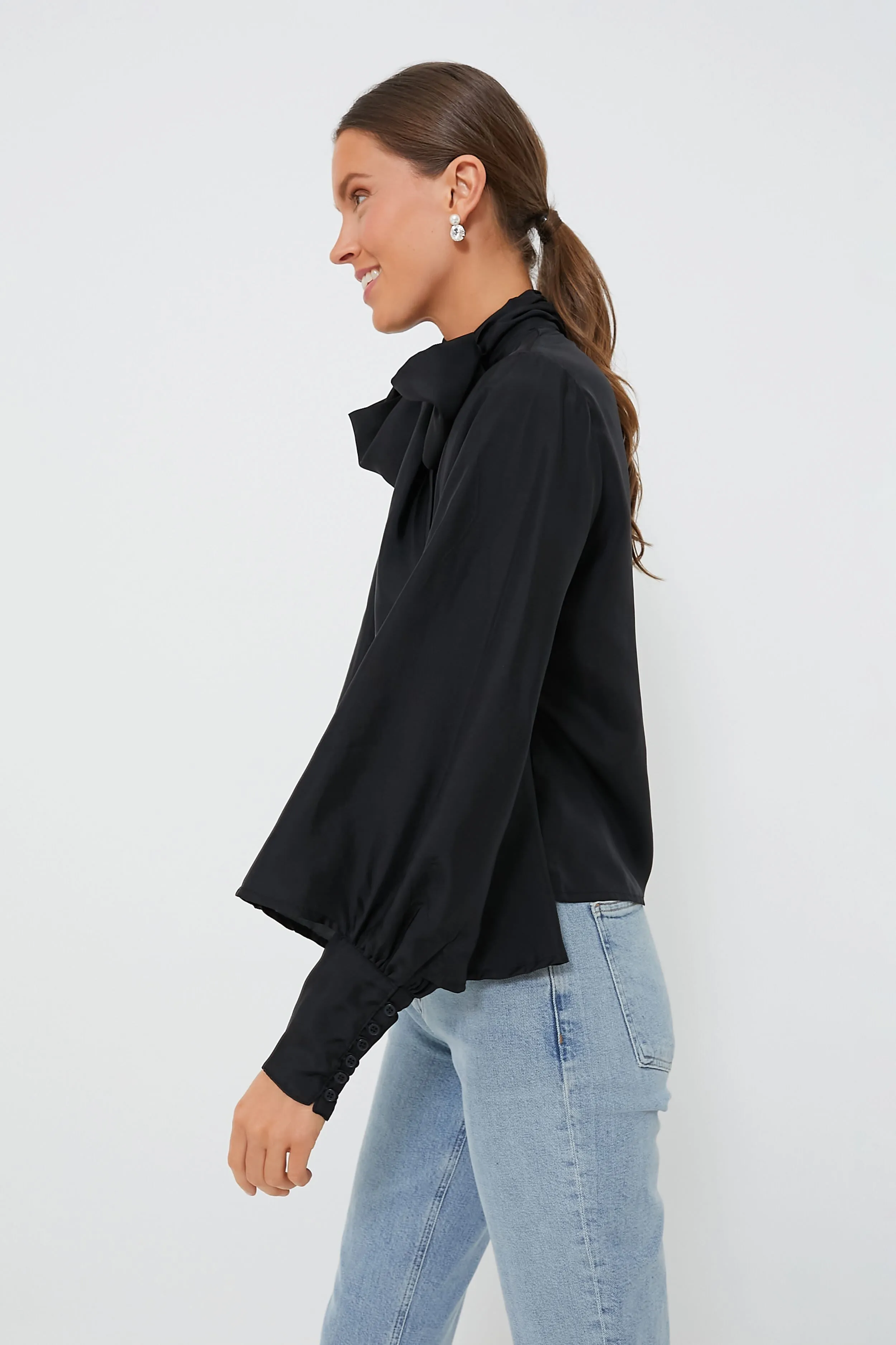 Black Washed Silk Gigi Top