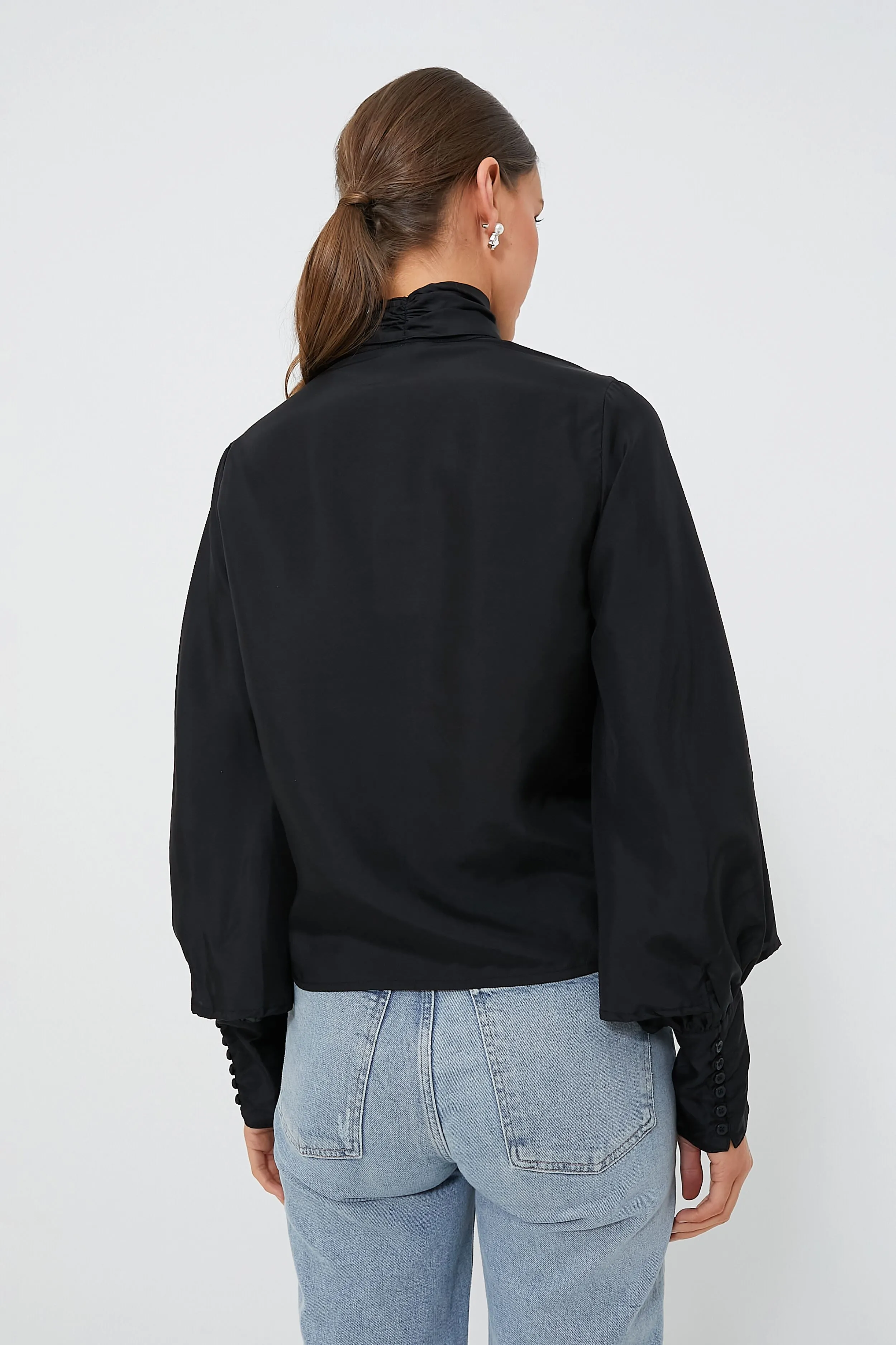 Black Washed Silk Gigi Top