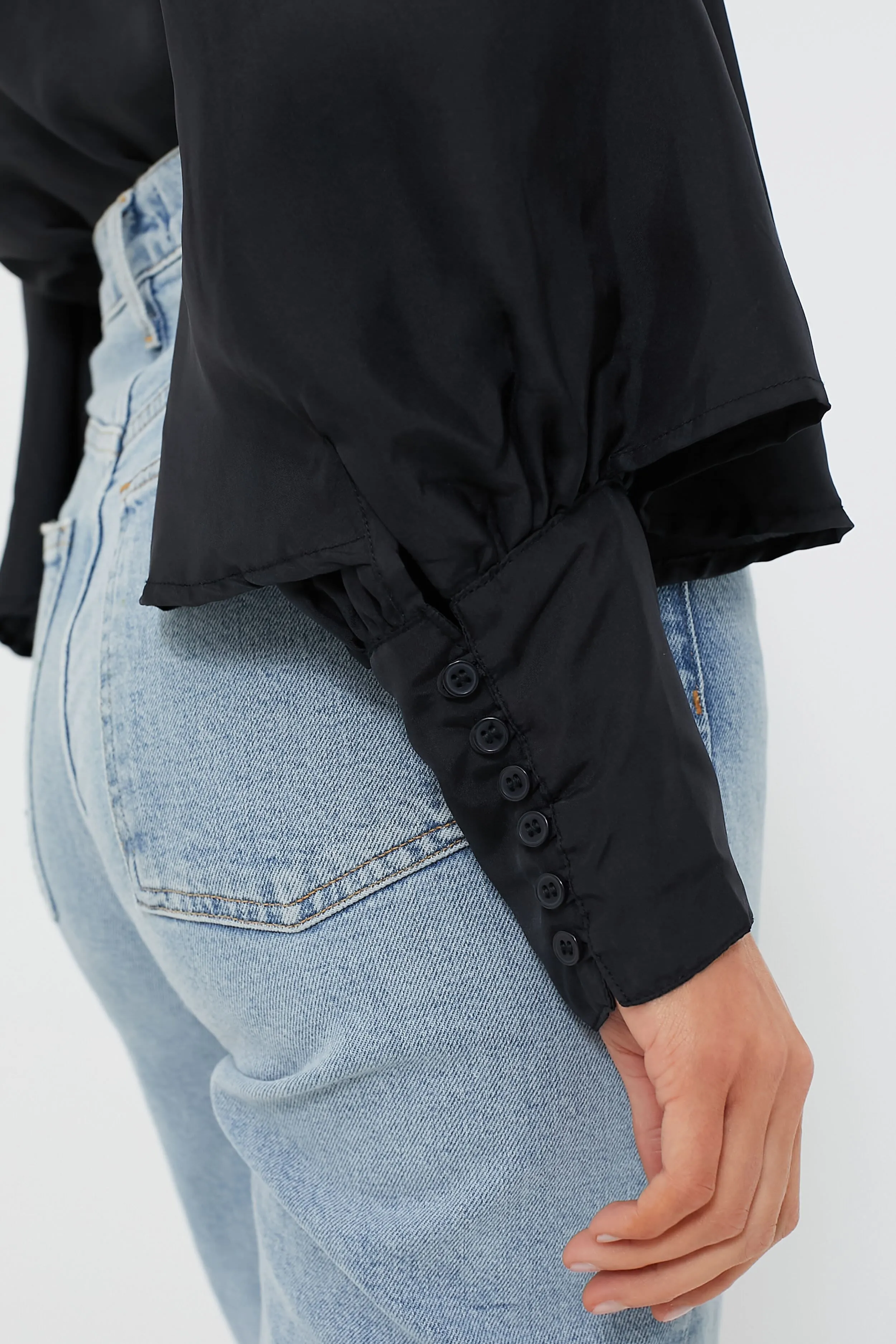 Black Washed Silk Gigi Top