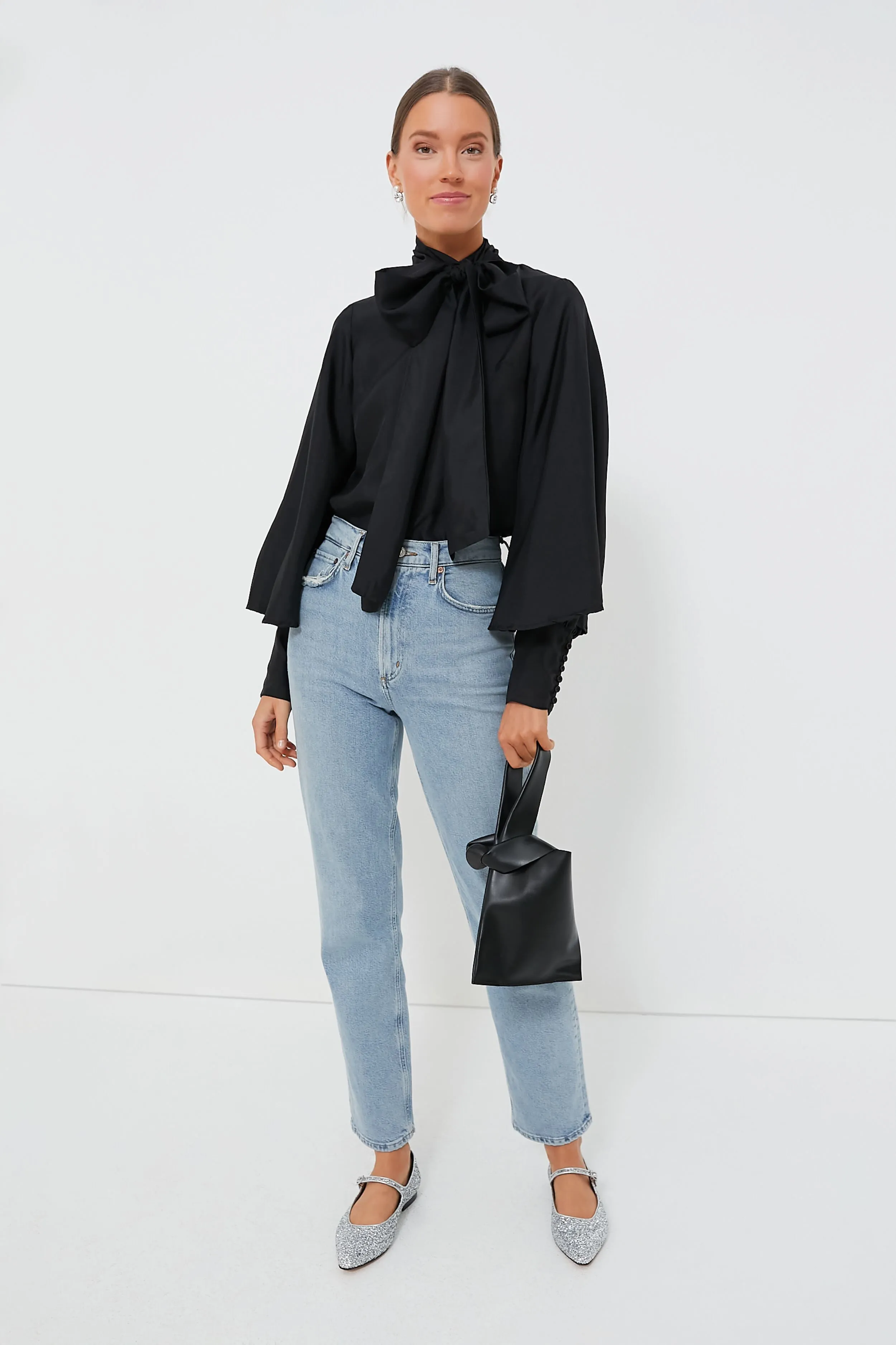 Black Washed Silk Gigi Top