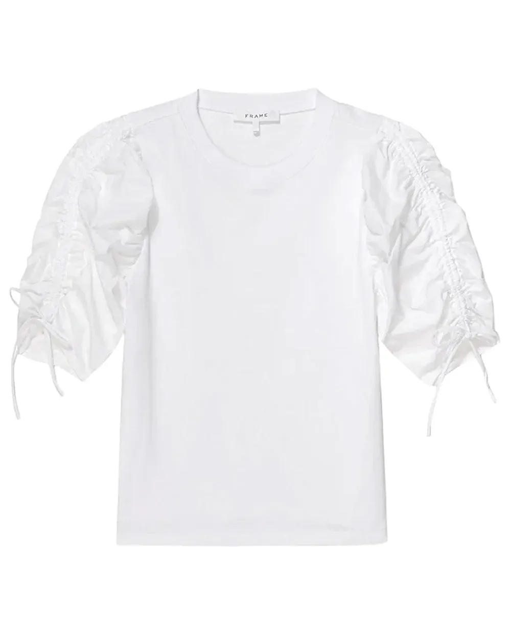 Blanc Ruched Tie Sleeve Tee