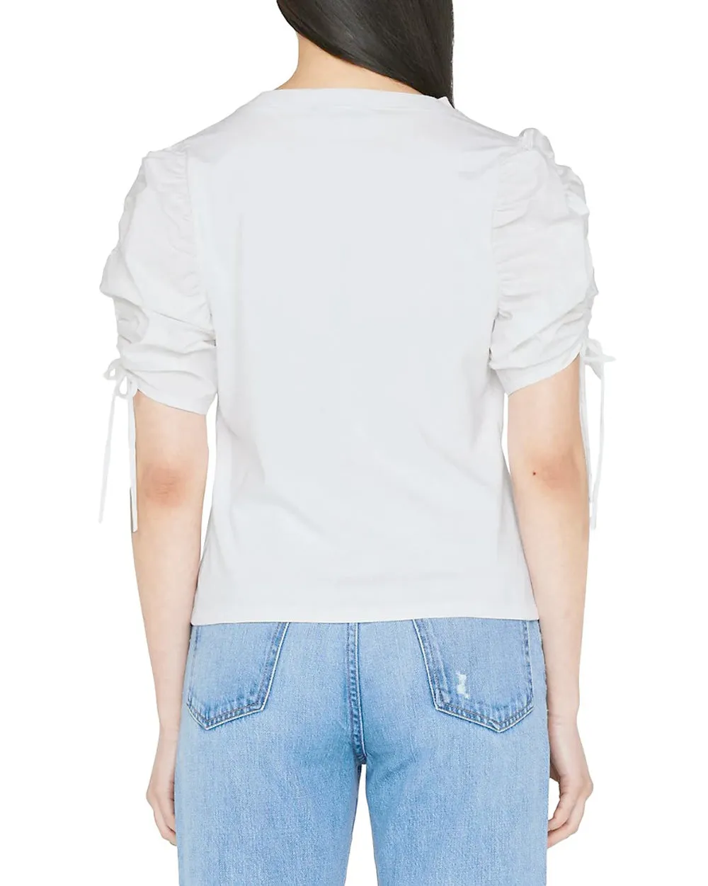Blanc Ruched Tie Sleeve Tee