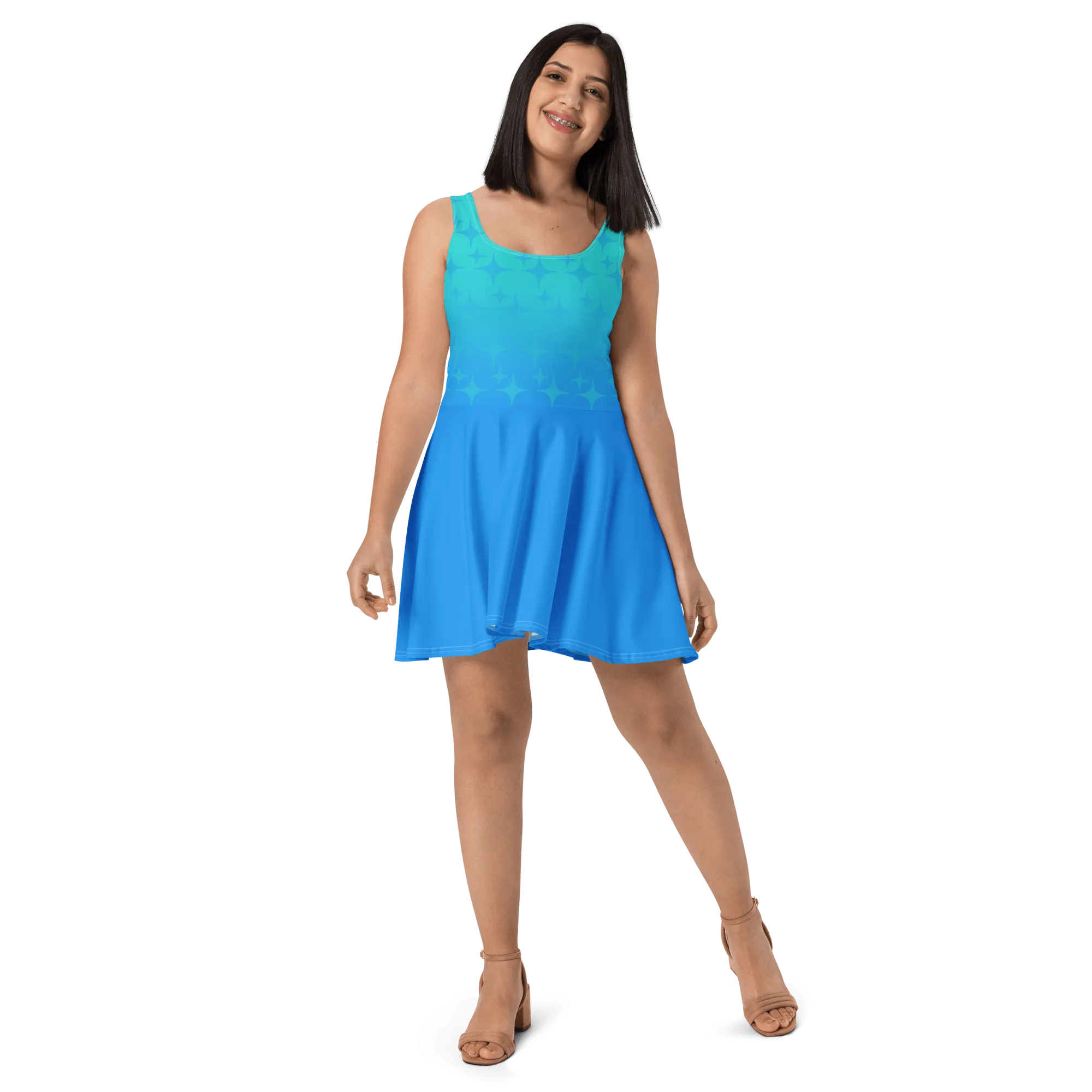 Blue Ghost Sparkle Skater Dress (Adult XS-3XL)