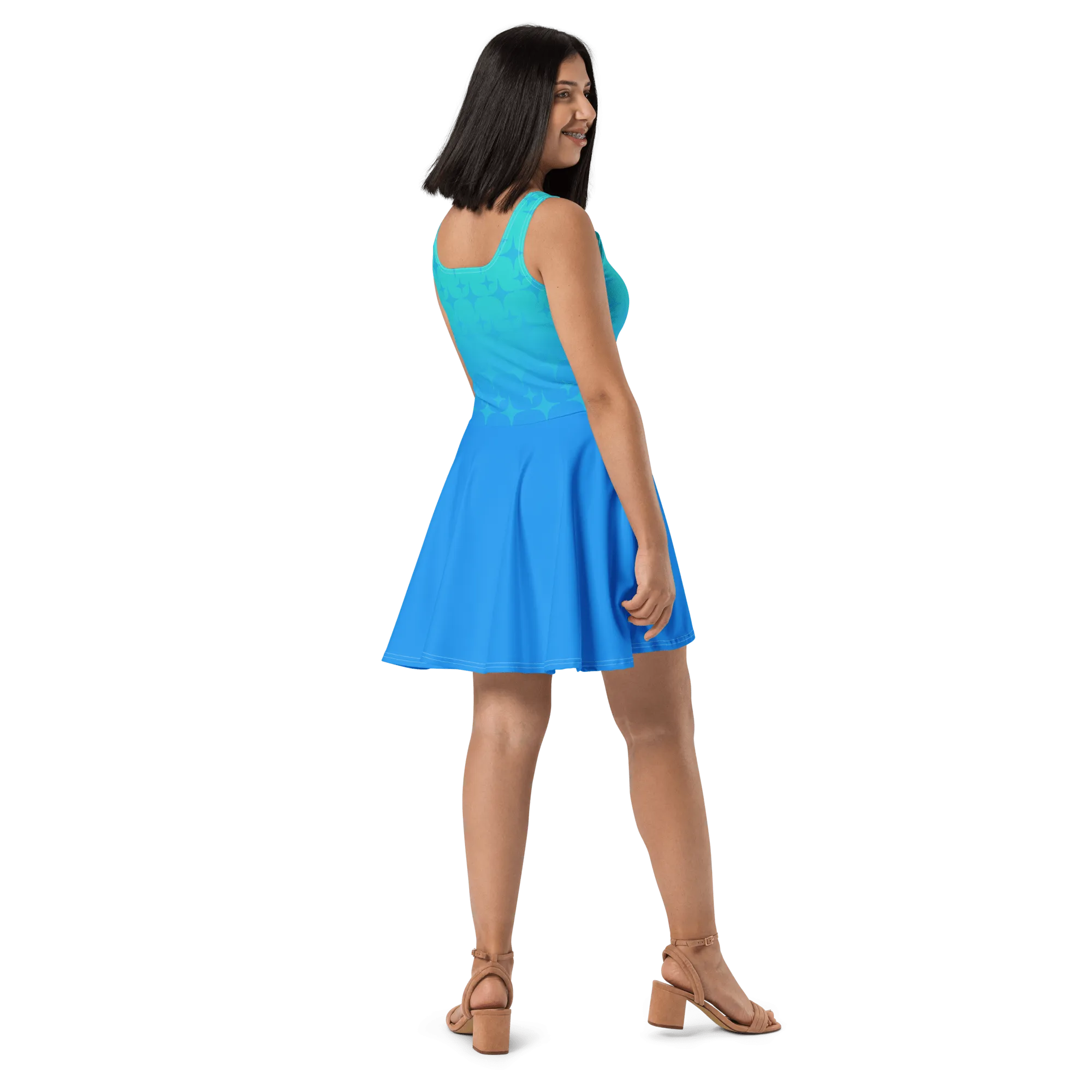 Blue Ghost Sparkle Skater Dress (Adult XS-3XL)