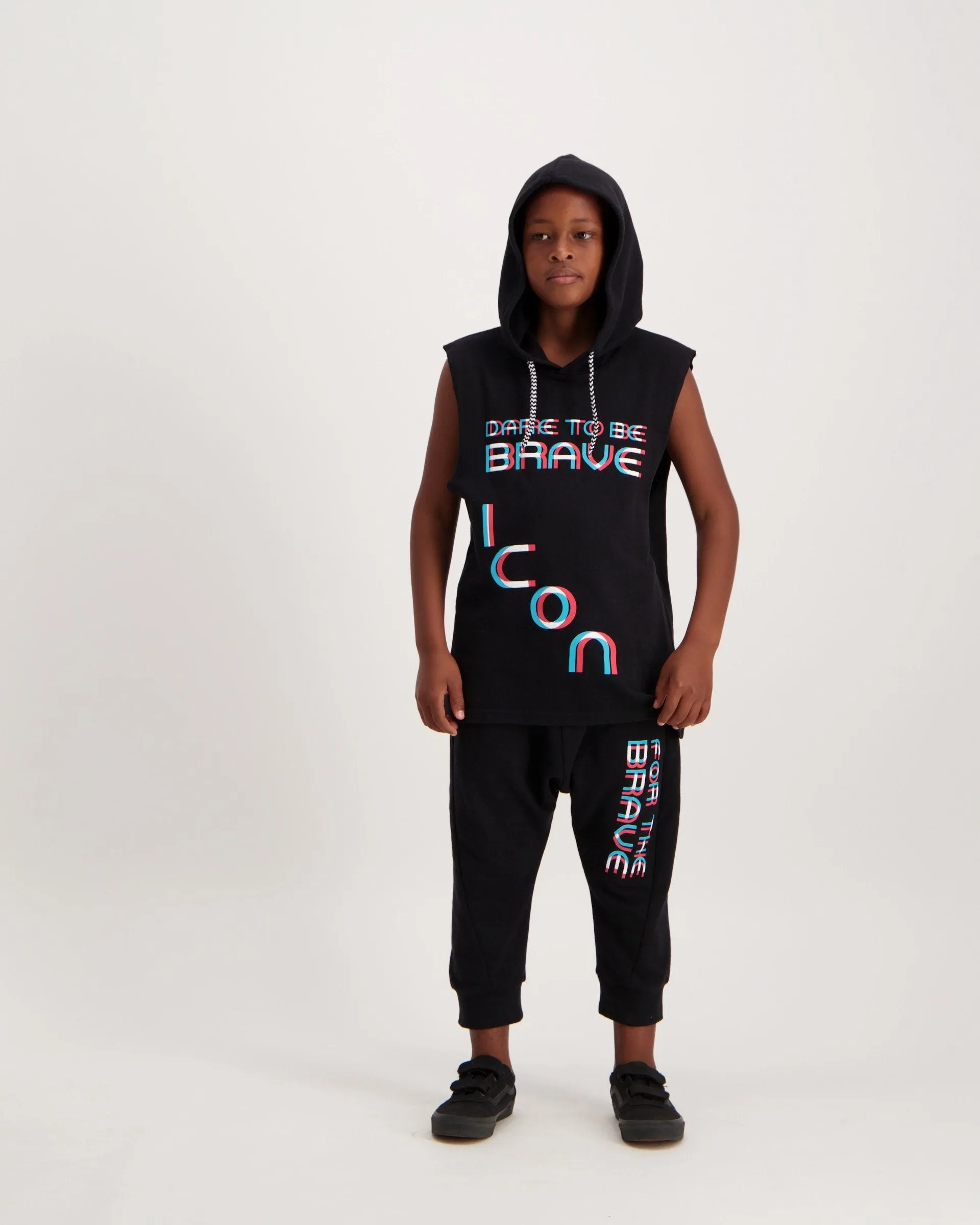 Boys Sleeveless Hoodie - Black