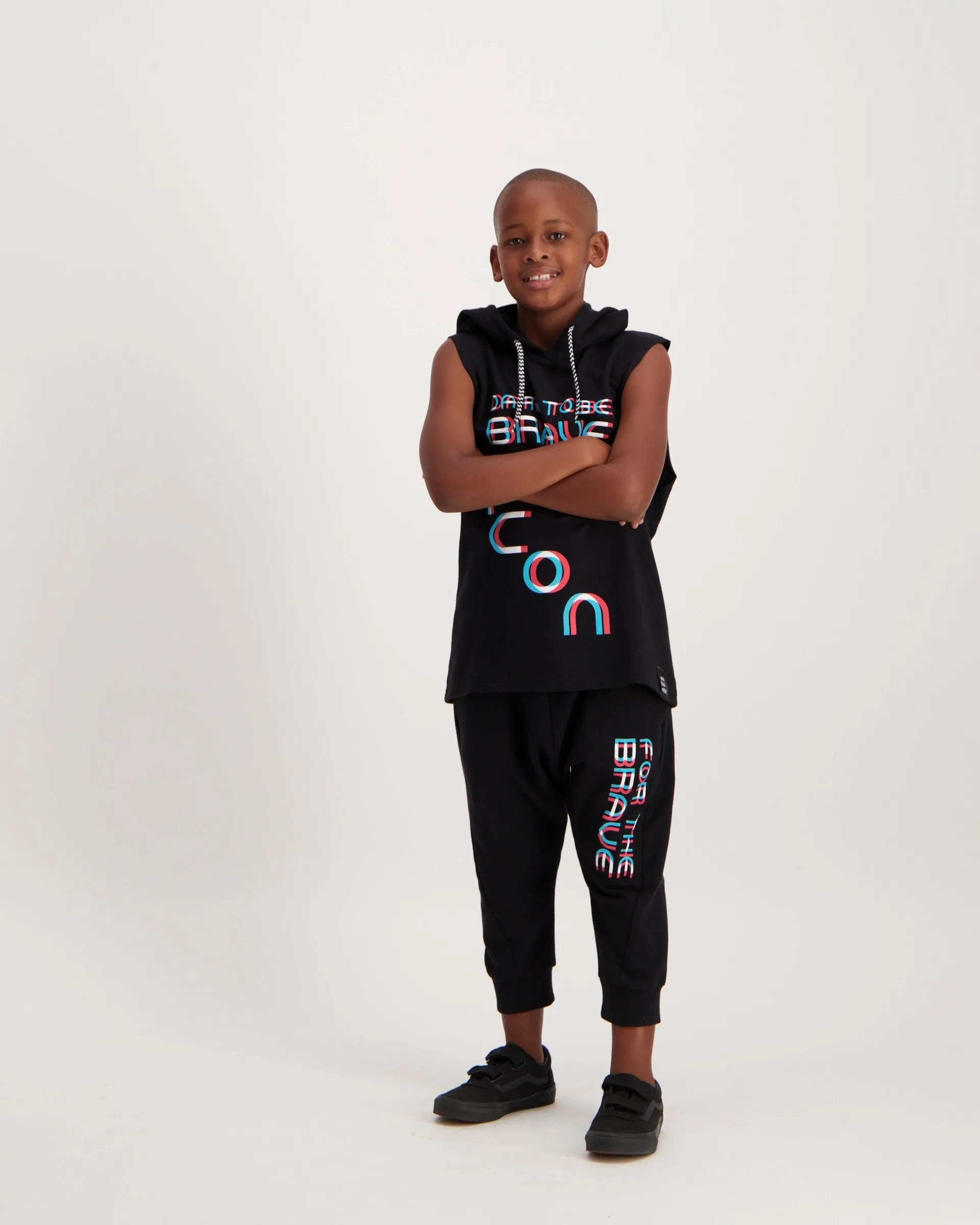 Boys Sleeveless Hoodie - Black