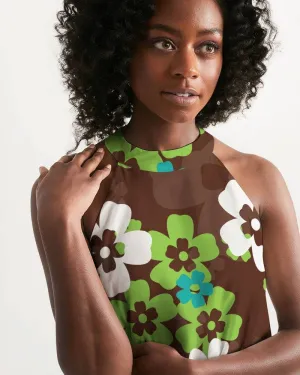 Brown Hawaiian Flora Halter Dress