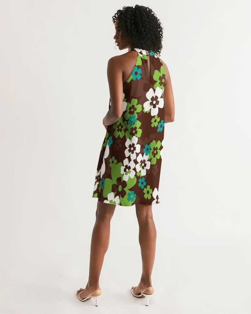 Brown Hawaiian Flora Halter Dress
