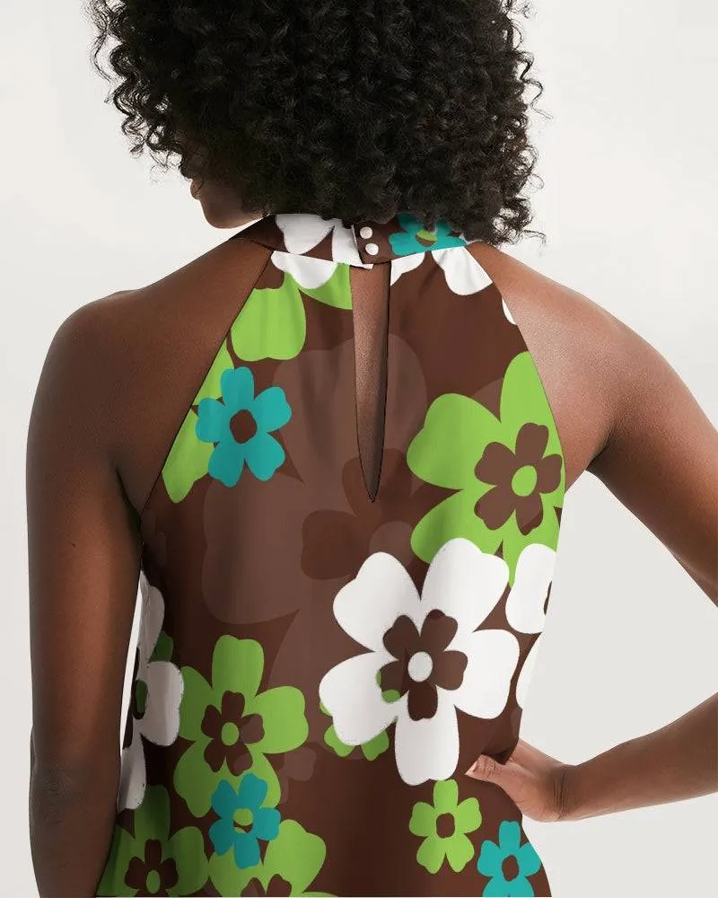 Brown Hawaiian Flora Halter Dress