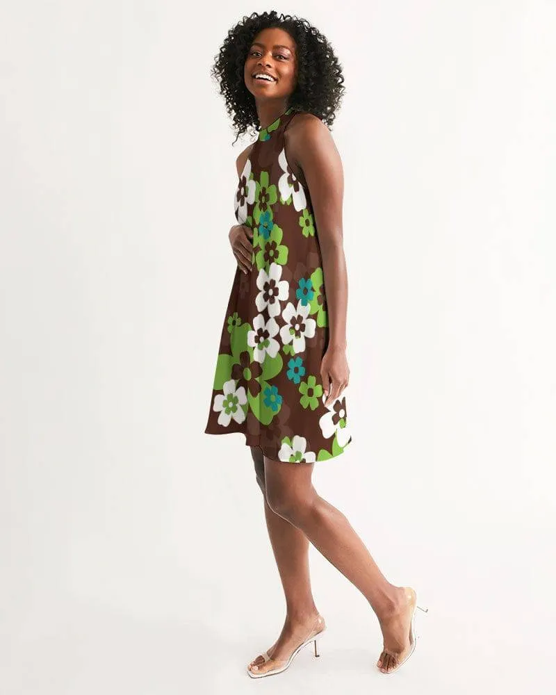 Brown Hawaiian Flora Halter Dress