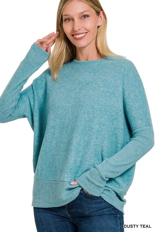 Brushed Melange Dolman Sleeve Sweater