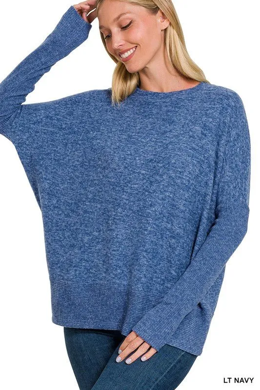 Brushed Melange Dolman Sleeve Sweater