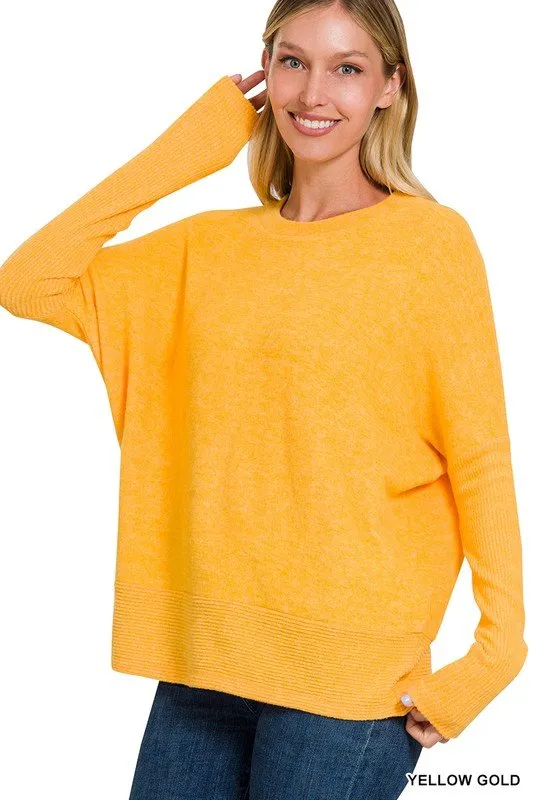 Brushed Melange Dolman Sleeve Sweater