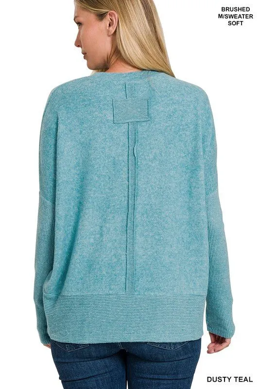 Brushed Melange Dolman Sleeve Sweater