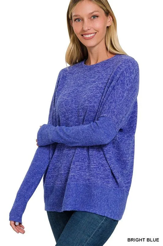 Brushed Melange Dolman Sleeve Sweater