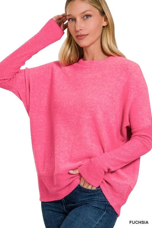 Brushed Melange Dolman Sleeve Sweater