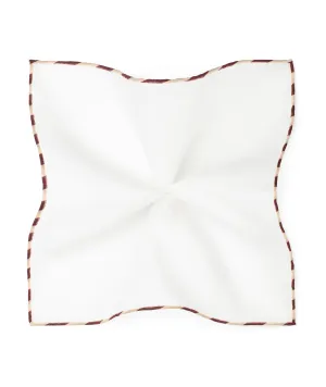 Burgundy Beige Striped Cotton Pocket Square