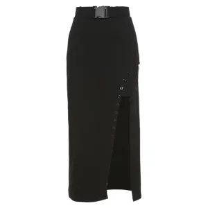 Buttons Buckle Belt Skirt
