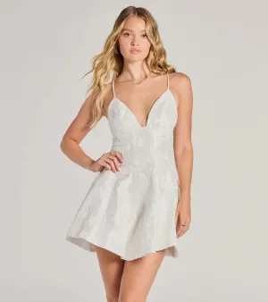 Capture Hearts V-Neck Embroidered Skater Dress