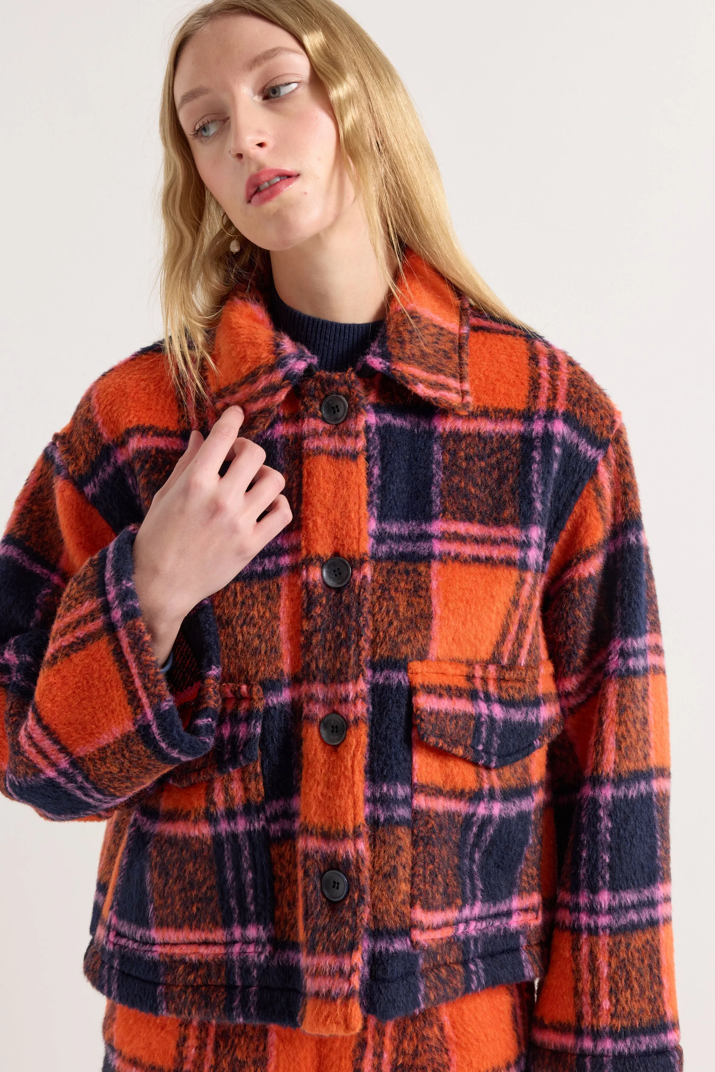 Carbon Crop Jacket - Flame Tartan