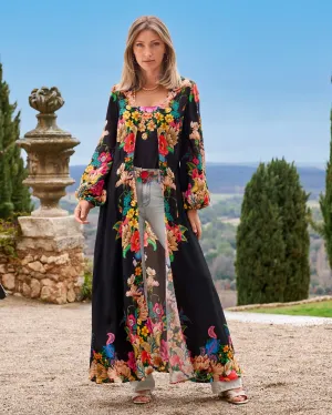 Castillo Gardens Luxe Full Length Duster Black/Magenta