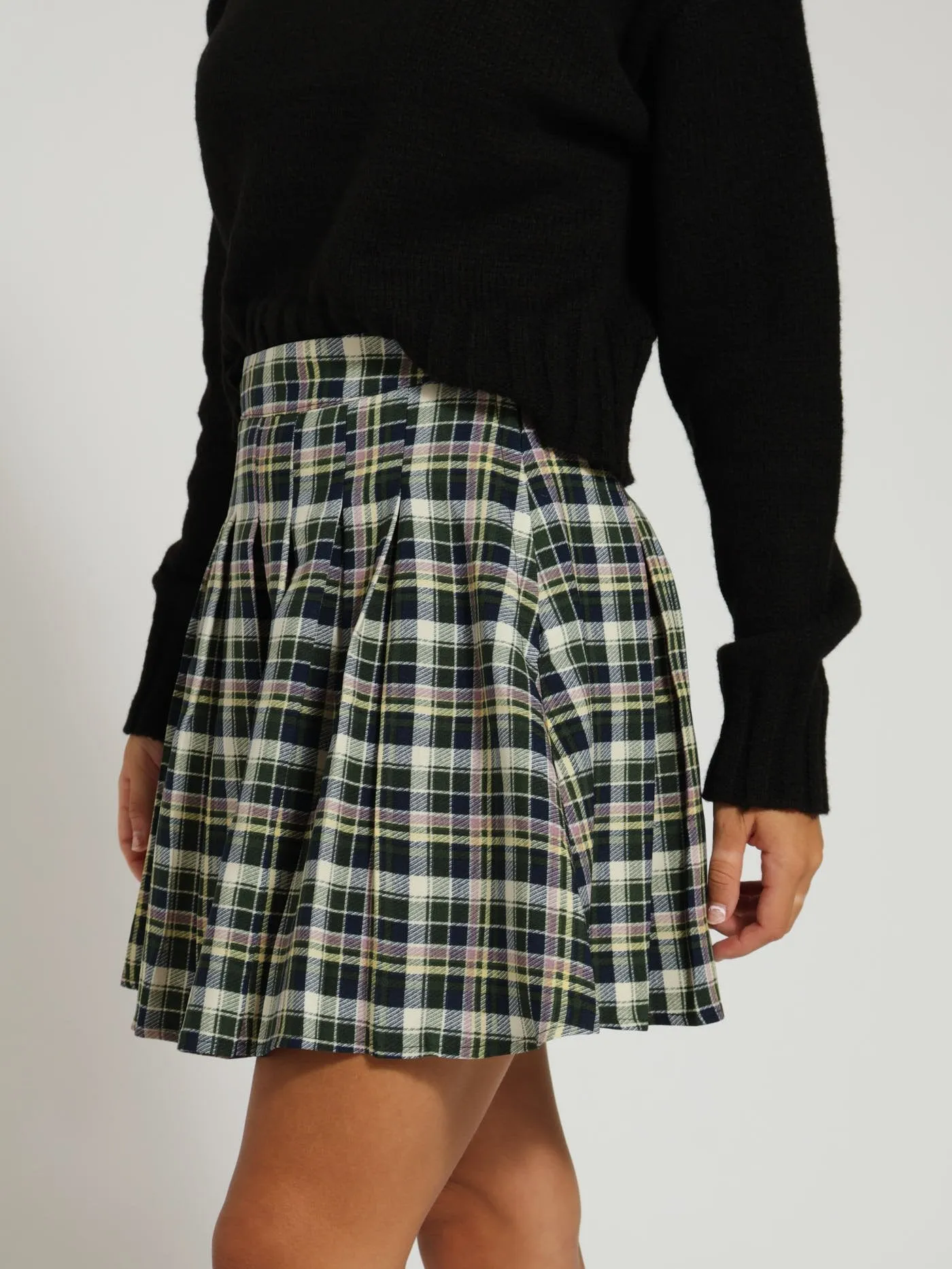 Check Pleated Skirt