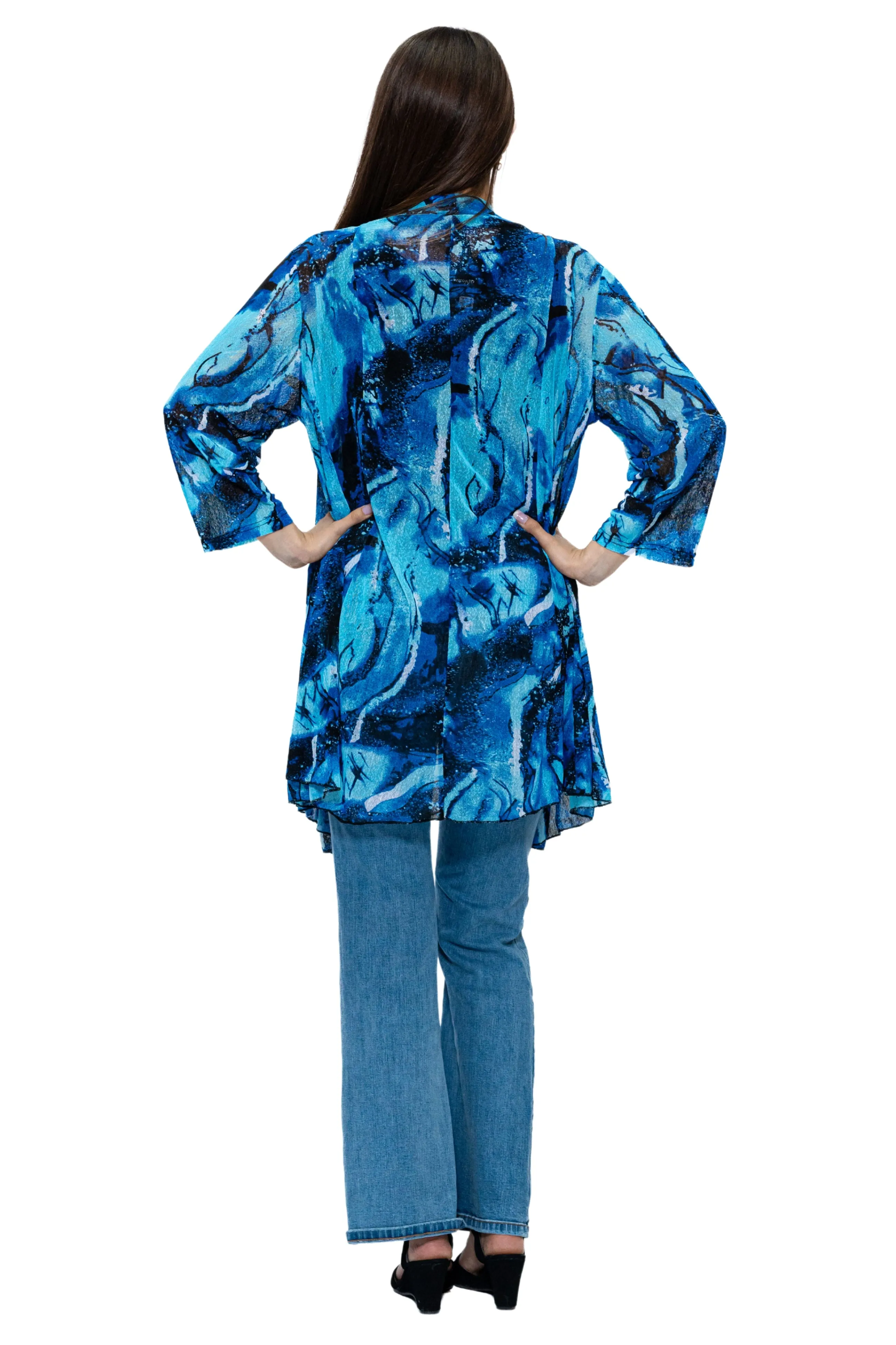 CHJ-3001 Mesh Print Duster Blazer Jacket