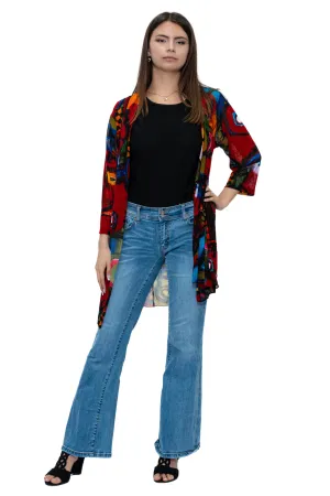 CHJ-3004 Mesh Print Duster Blazer Jacket