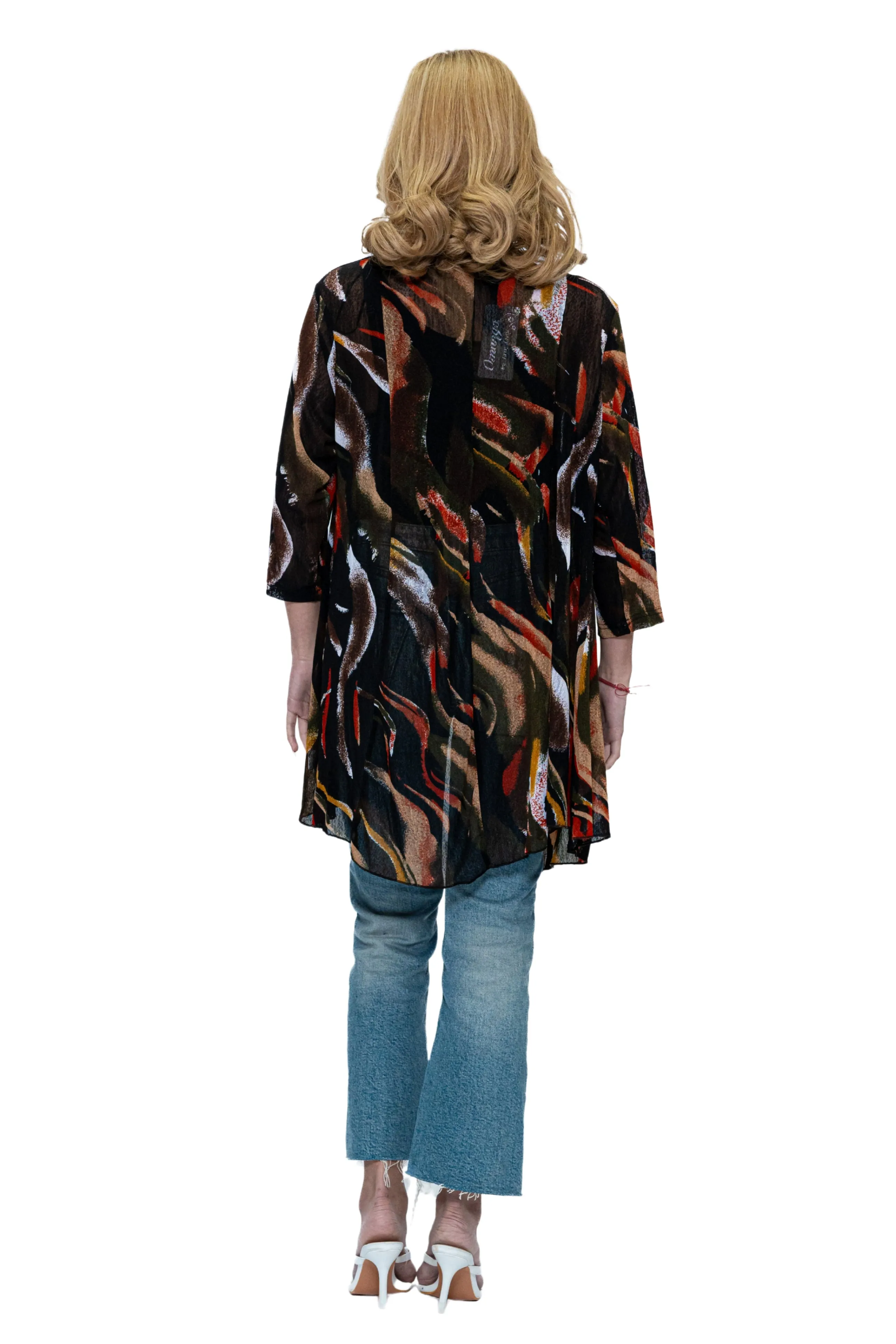 CHJ-3006 Mesh Print Duster Blazer Jacket