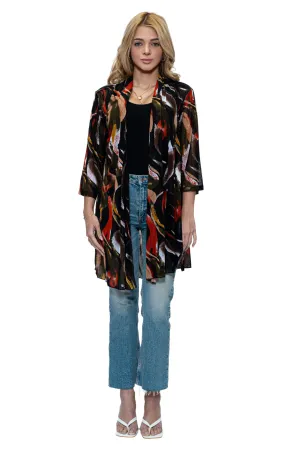 CHJ-3006 Mesh Print Duster Blazer Jacket