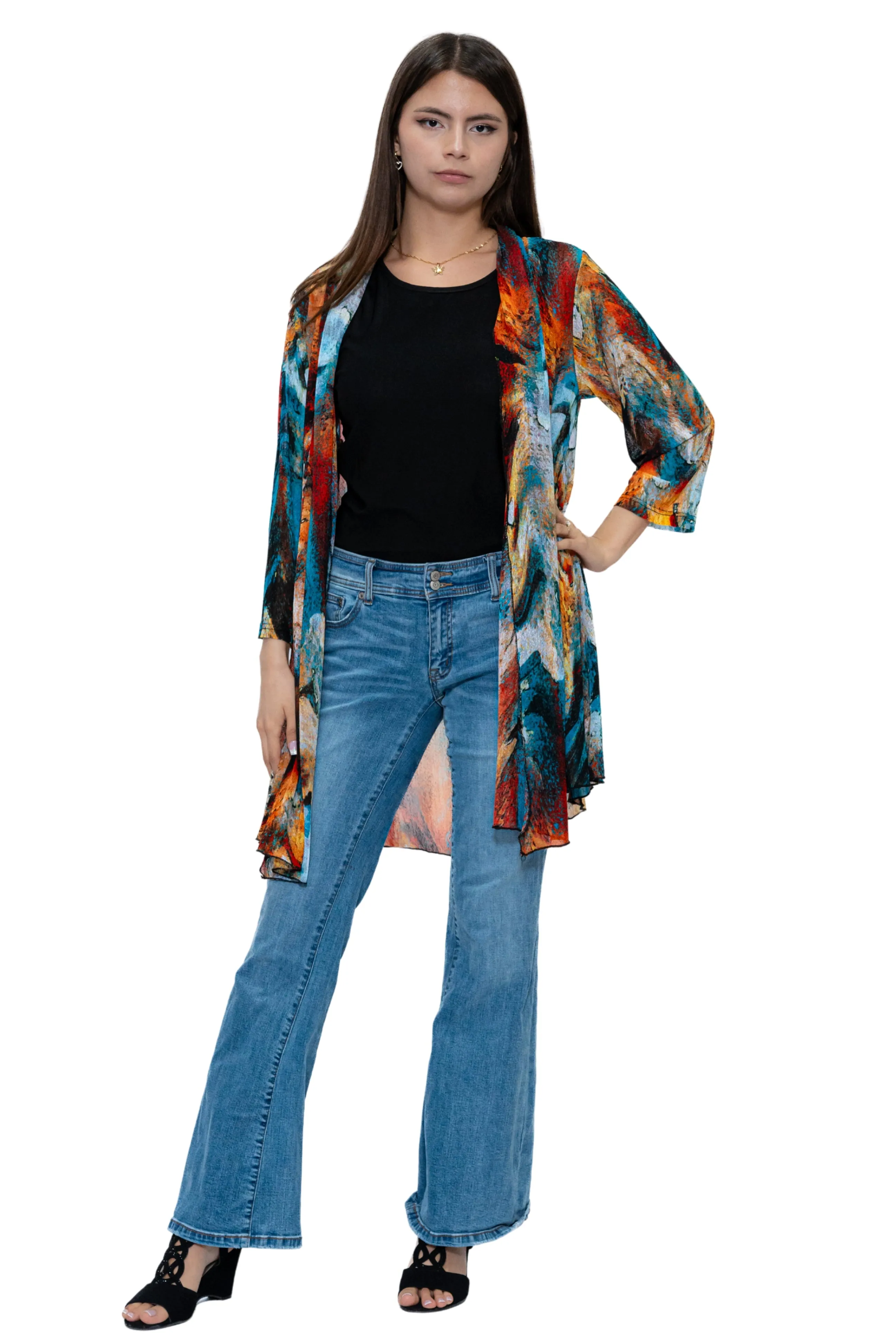 CHJ-3007 Open Front Duster Blazer Jacket