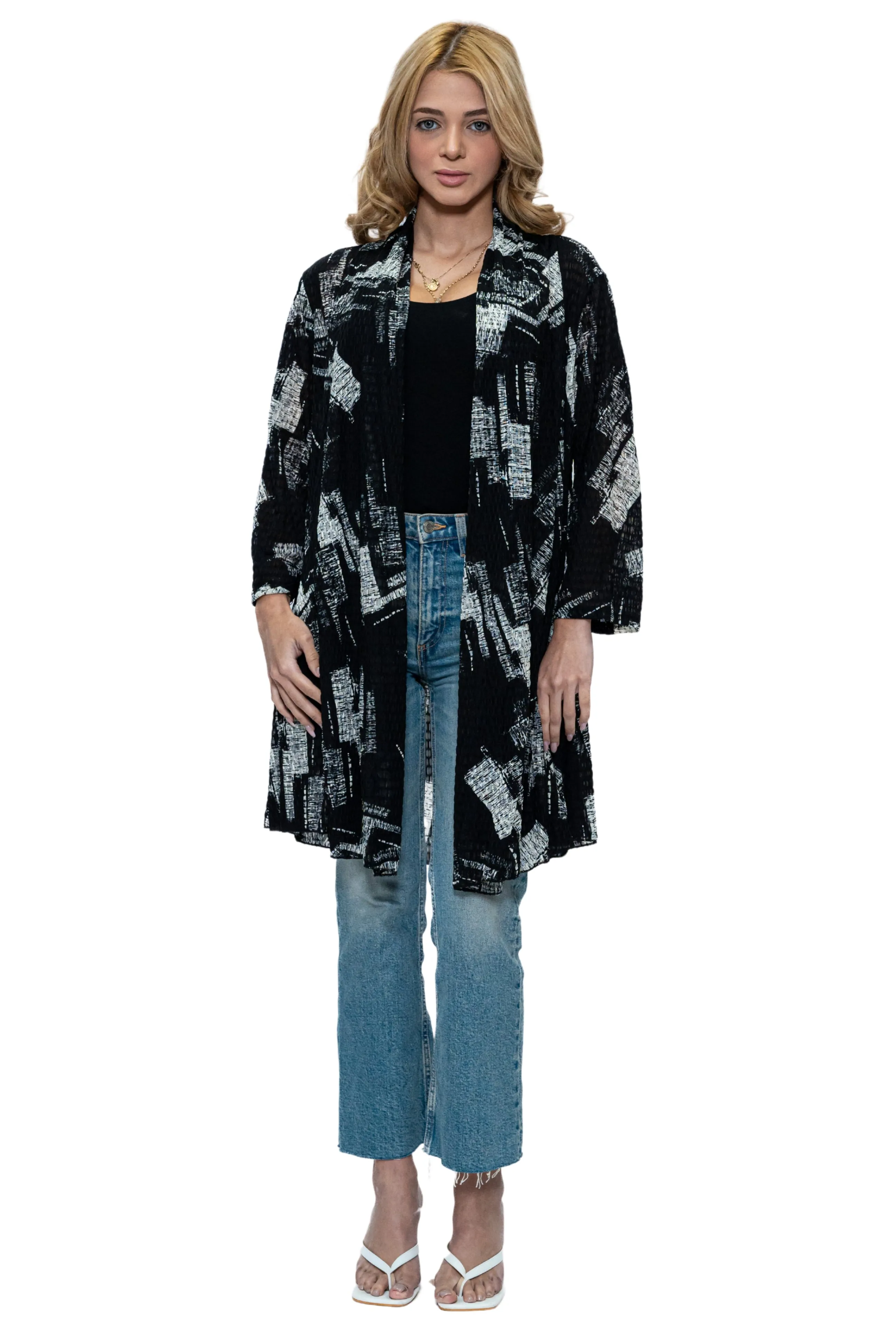 CHJ-3012 Open Front Duster Blazer Jacket