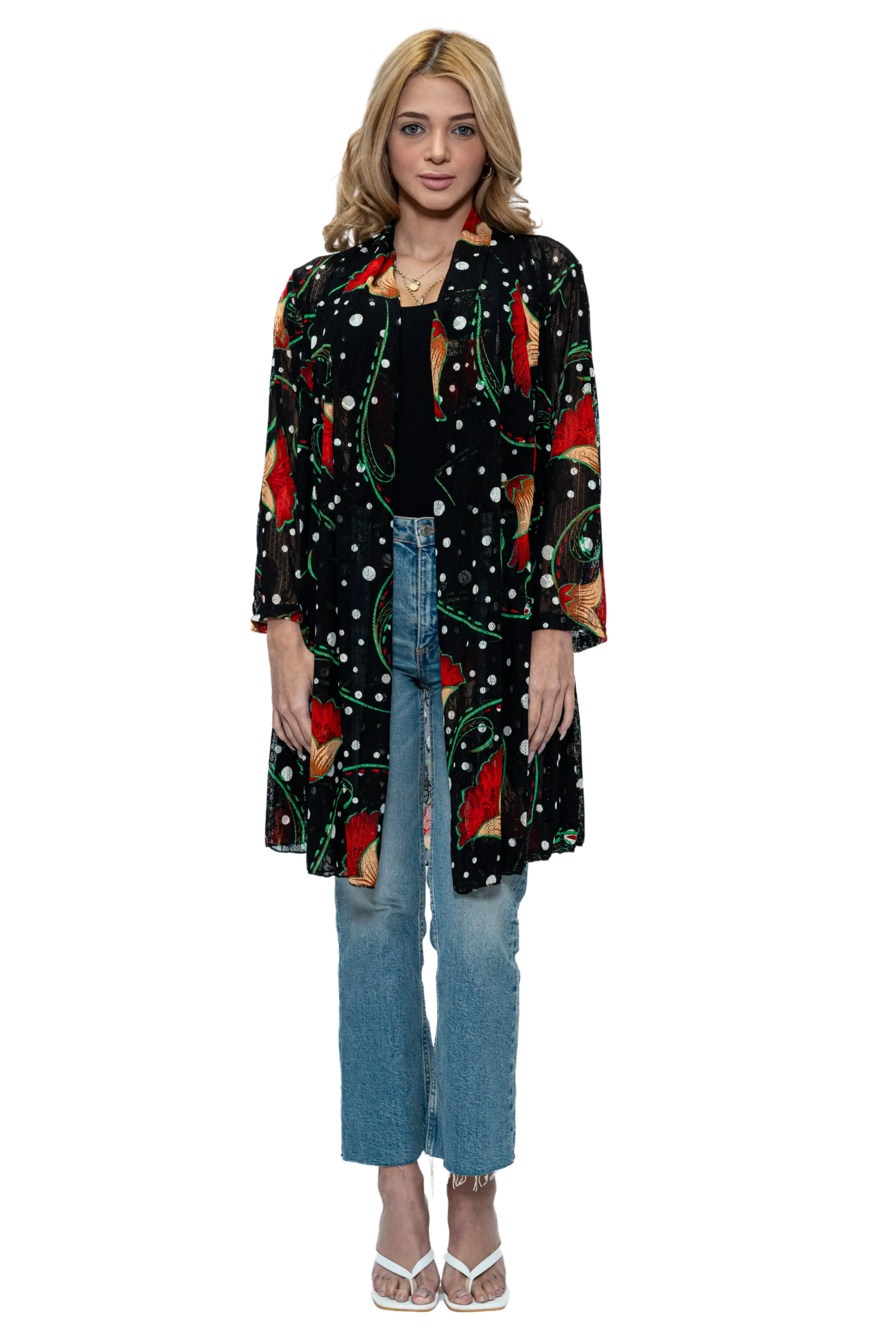 CHJ-3014 Open Front Duster Blazer Jacket