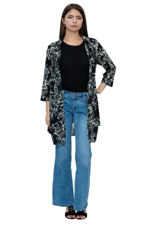 CHJ-3017 Mesh Print Duster Blazer Jacket