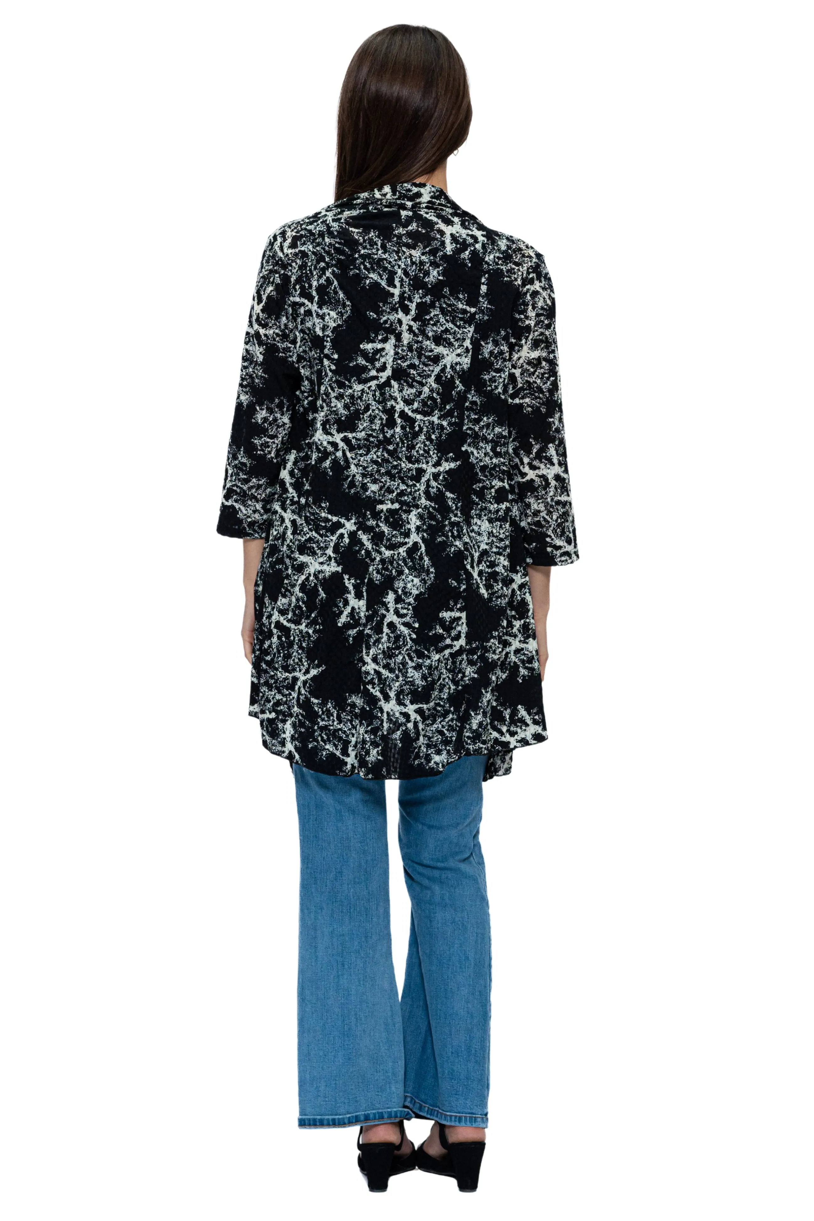 CHJ-3017 Mesh Print Duster Blazer Jacket