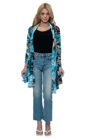 CHJ Mesh Print Duster Blazer Jacket