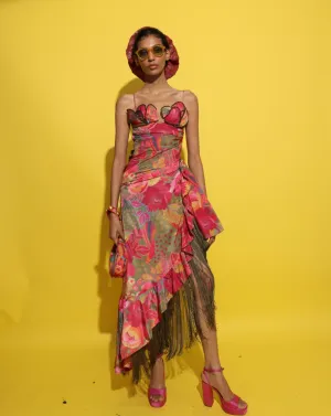 Cocktail olive drape dress