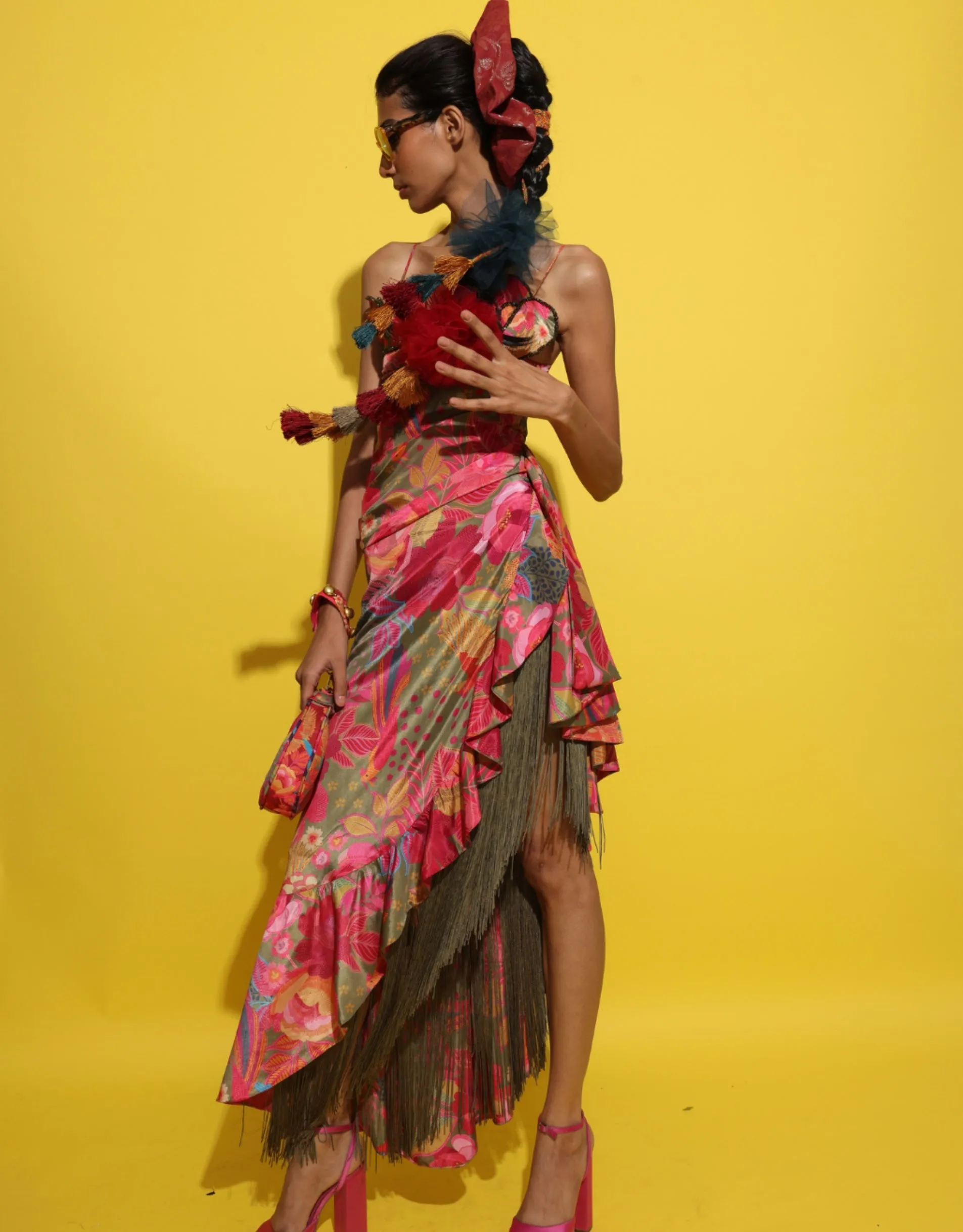 Cocktail olive drape dress