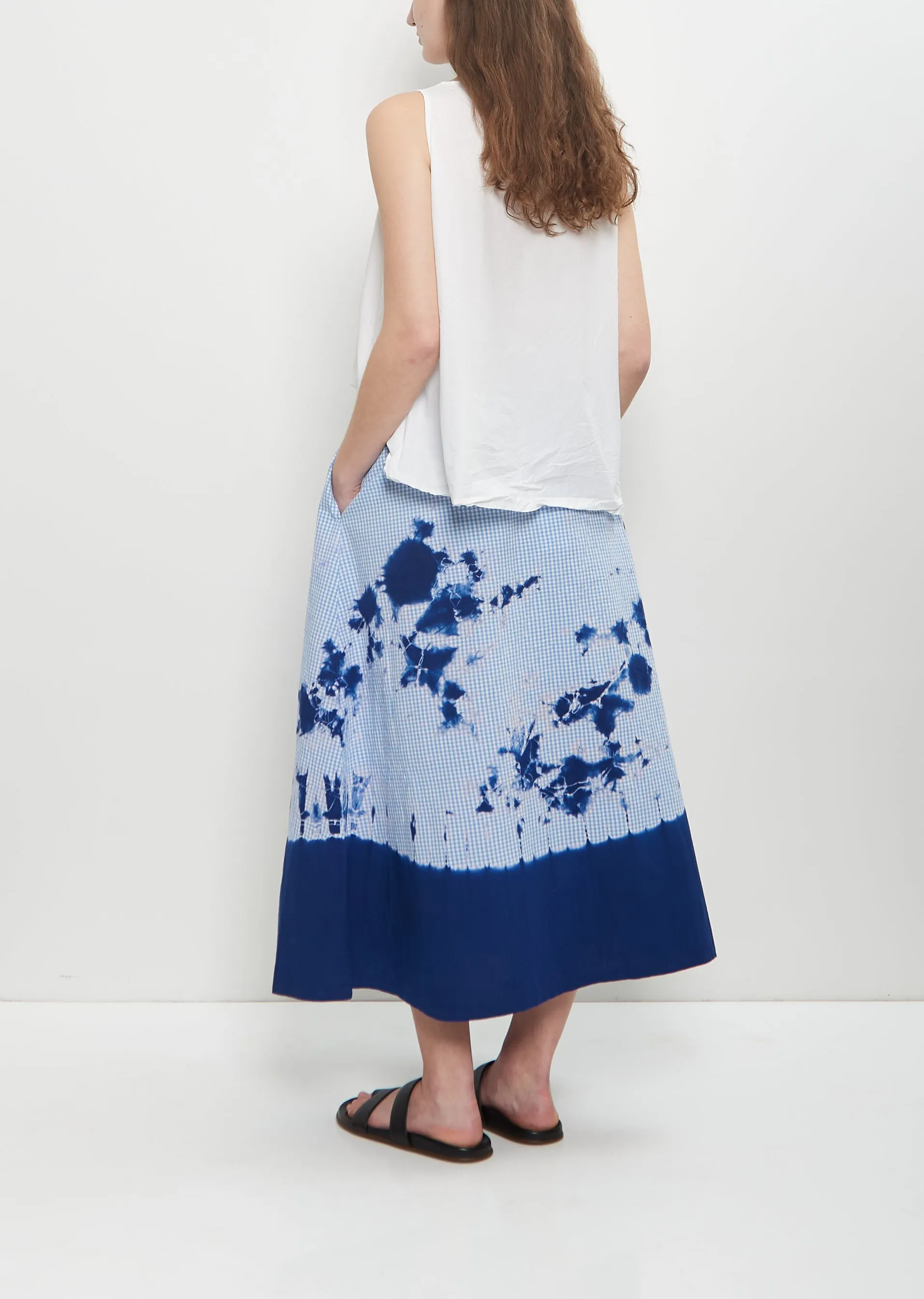 Cotton Gingham Check Flare Skirt