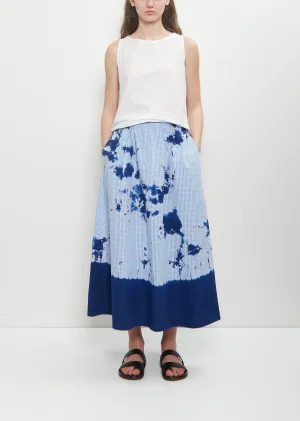 Cotton Gingham Check Flare Skirt